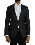 Manteau blazer noir à rayures Dolce & Gabbana MARTINI à simple boutonnage, style élégant et moderne.