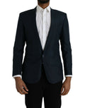 Veste blazer Dolce & Gabbana Bleu Martini à un bouton, coupe classique, tissu élégant, vue de face sur fond neutre.