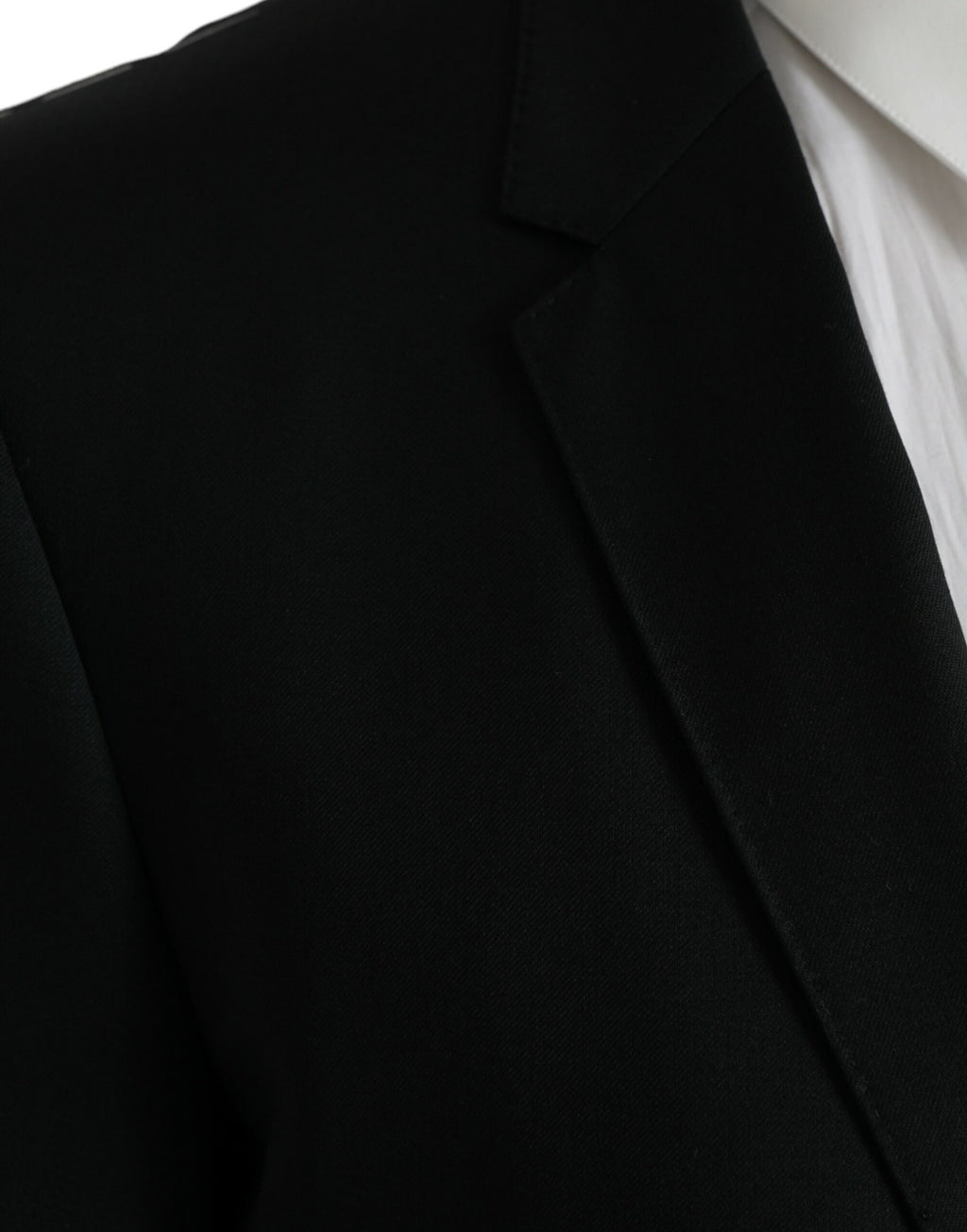 Blazer en laine noire Dolce & Gabbana Martini à un seul bouton, style élégant et classique, vue de face.