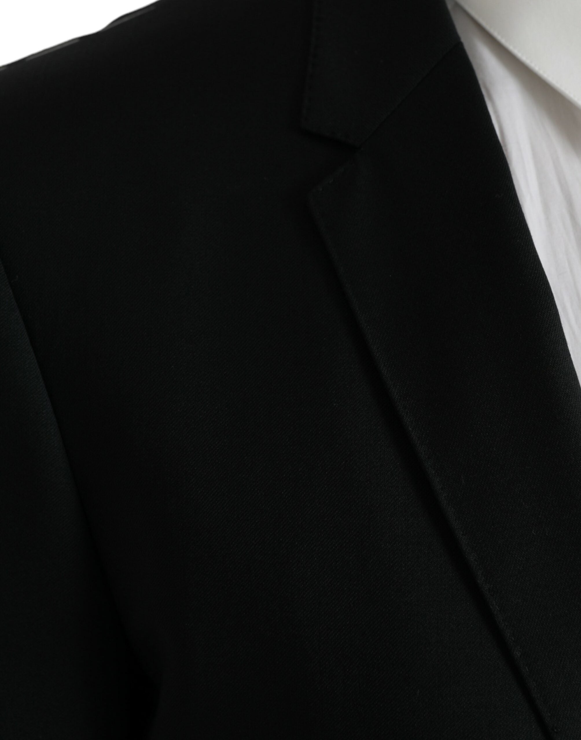 Blazer en laine noire Dolce & Gabbana Martini à un seul bouton, style élégant et classique, vue de face.