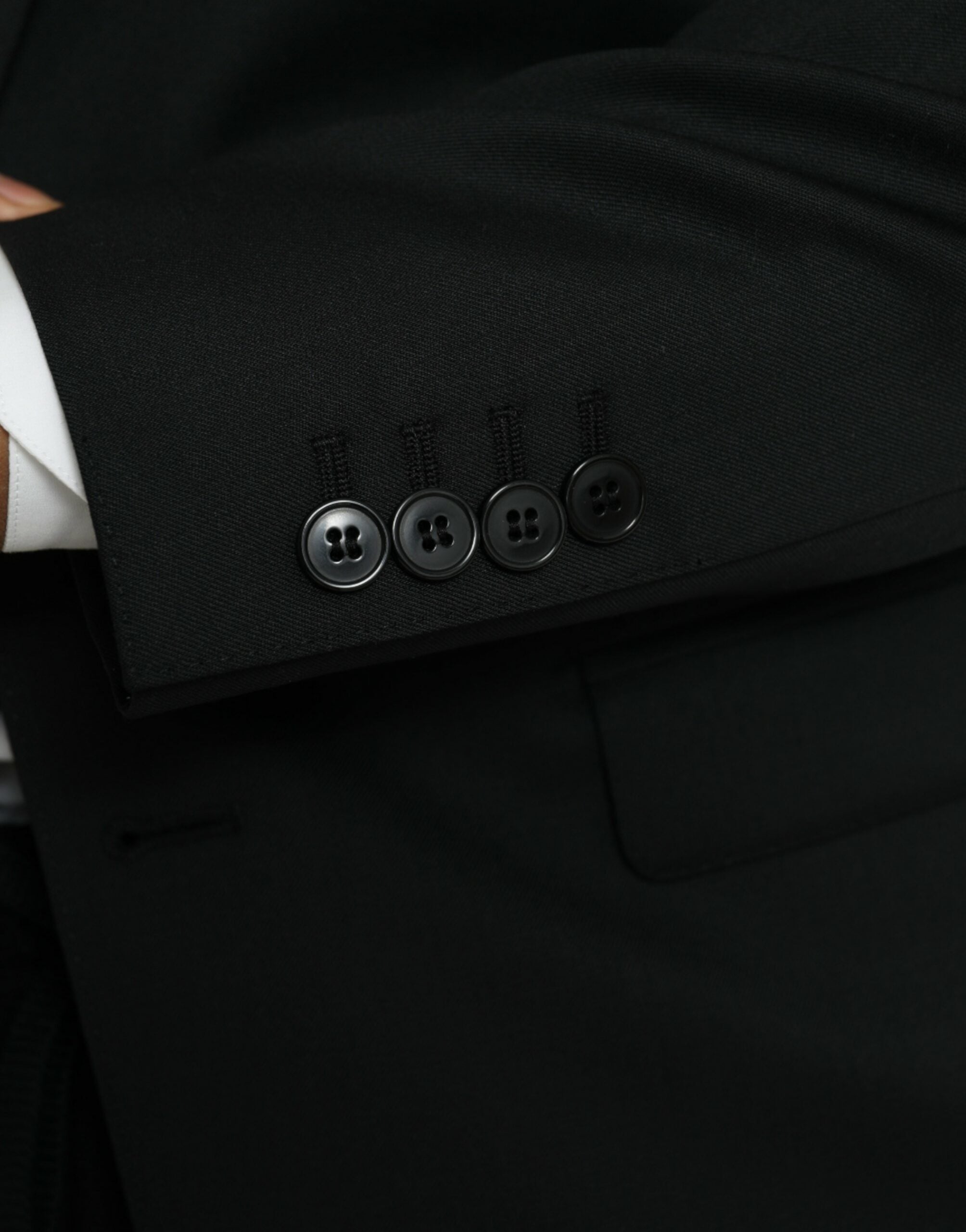 Blazer noir en laine Dolce & Gabbana Martini à simple boutonnage, élégance masculine et finition raffinée.