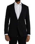 Blazer noir en laine Dolce & Gabbana, manteau à col à revers simple boutonnage, élégant et chic.