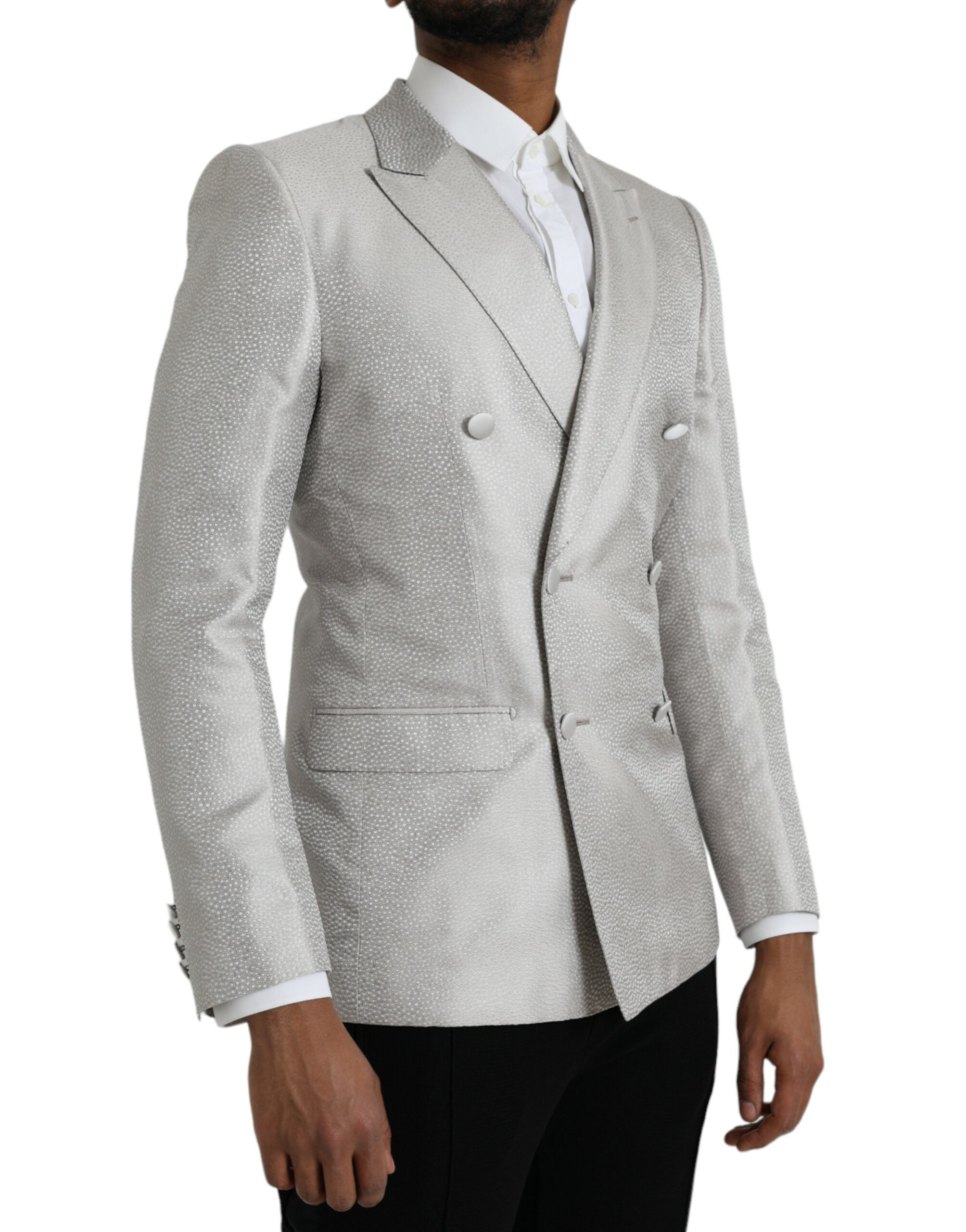 Manteau blazer double boutonnage blanc cassé Dolce & Gabbana MARTINI en laine, élégante coupe classique pour femme.