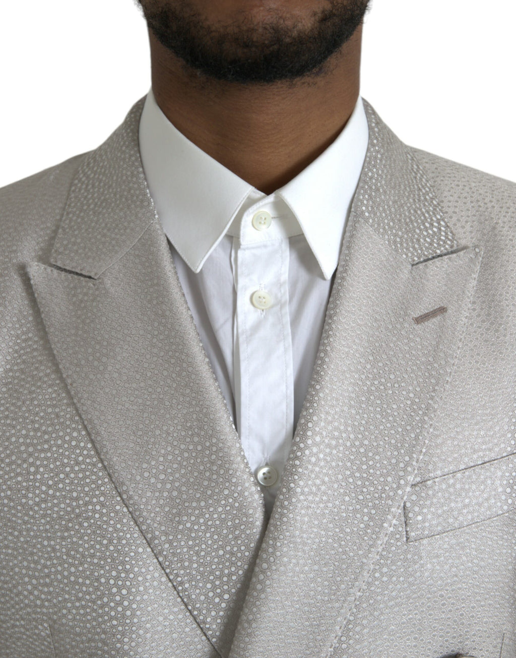 Manteau blazer blanc cassé Dolce & Gabbana Martini à double boutonnage, élégance moderne pour femme.