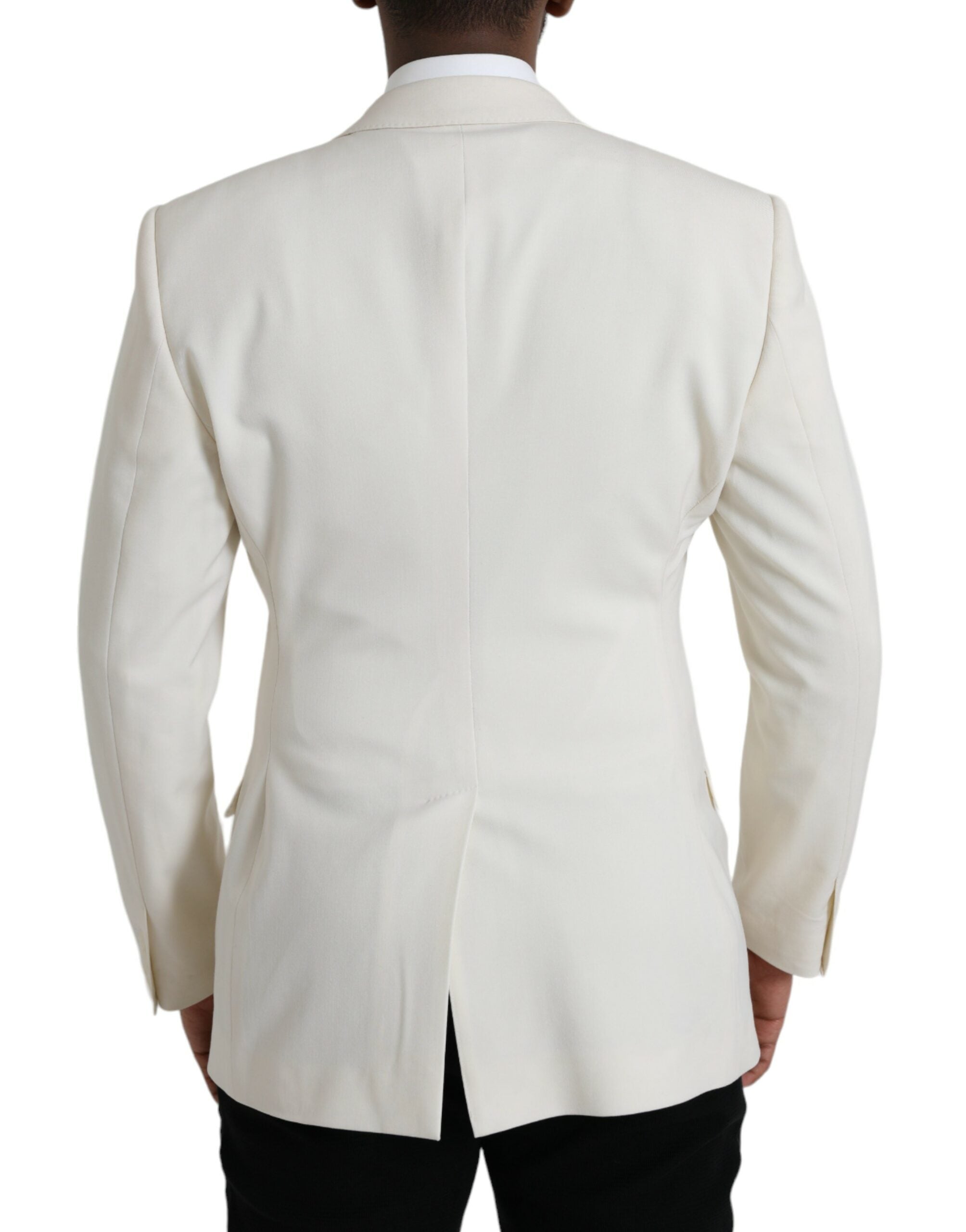 Veste blanche en laine Dolce & Gabbana MARTINI à double boutonnage, élégante et sophistiquée, vue de face.