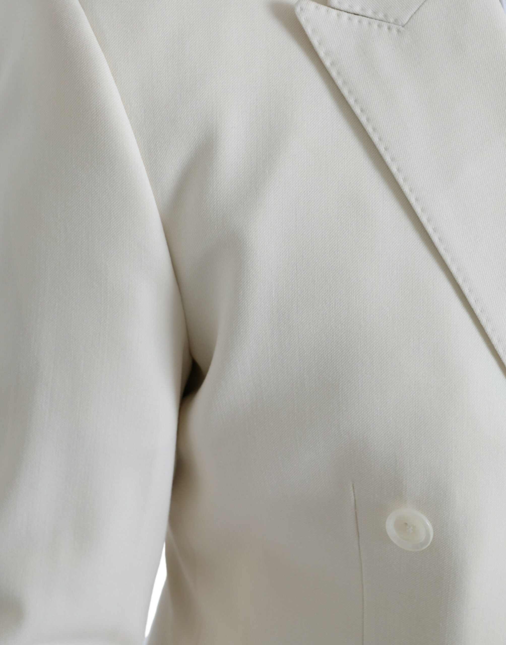 Veste blazer en laine blanche Dolce & Gabbana MARTINI à double boutonnage, élégante et sophistiquée.