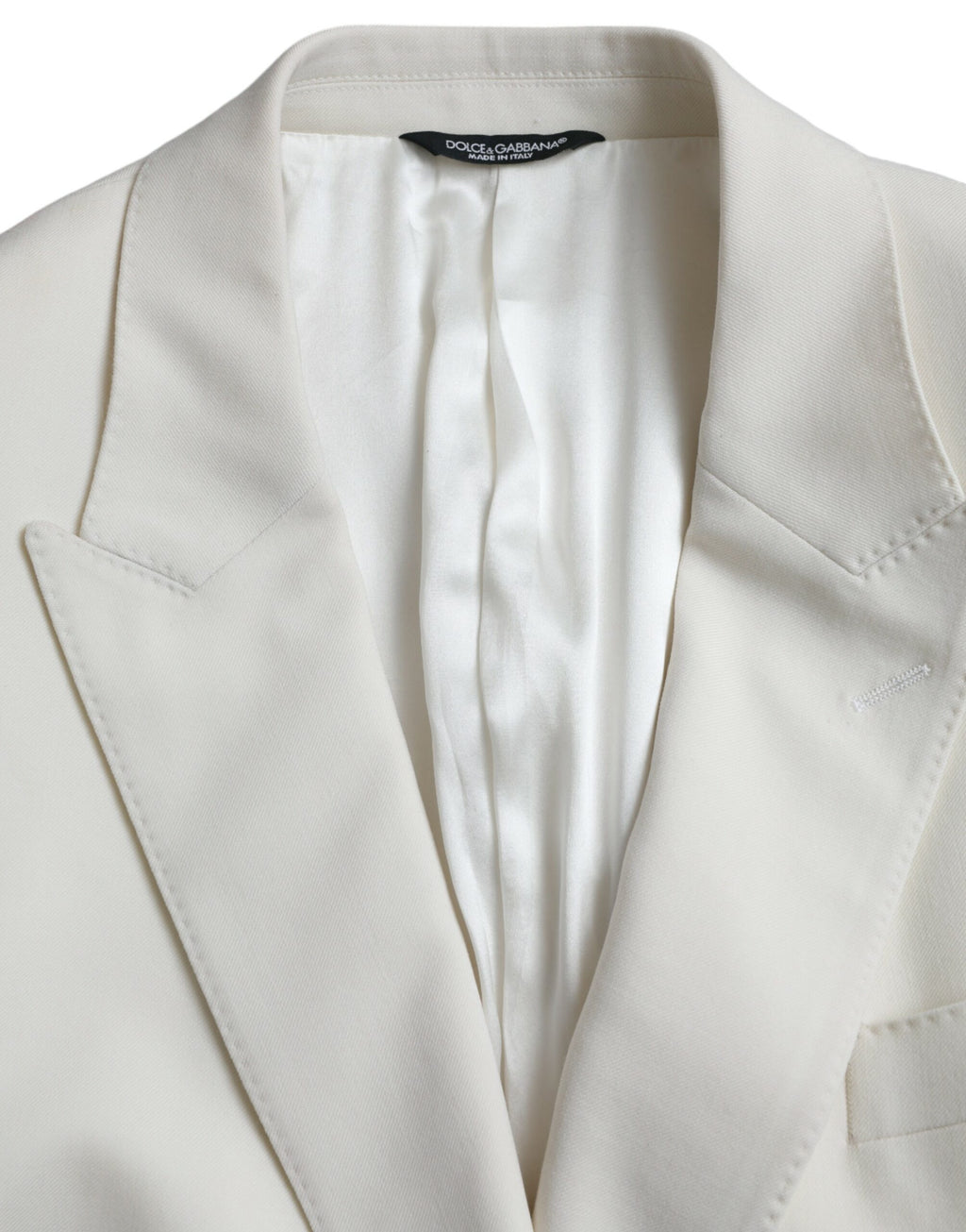 Blazer blanc en laine Dolce & Gabbana Martini à double boutonnage, style élégant et sophistiqué.