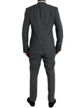 Costume deux pièces en laine à carreaux gris Dolce & Gabbana MARTINI, costume formel élégant pour homme.