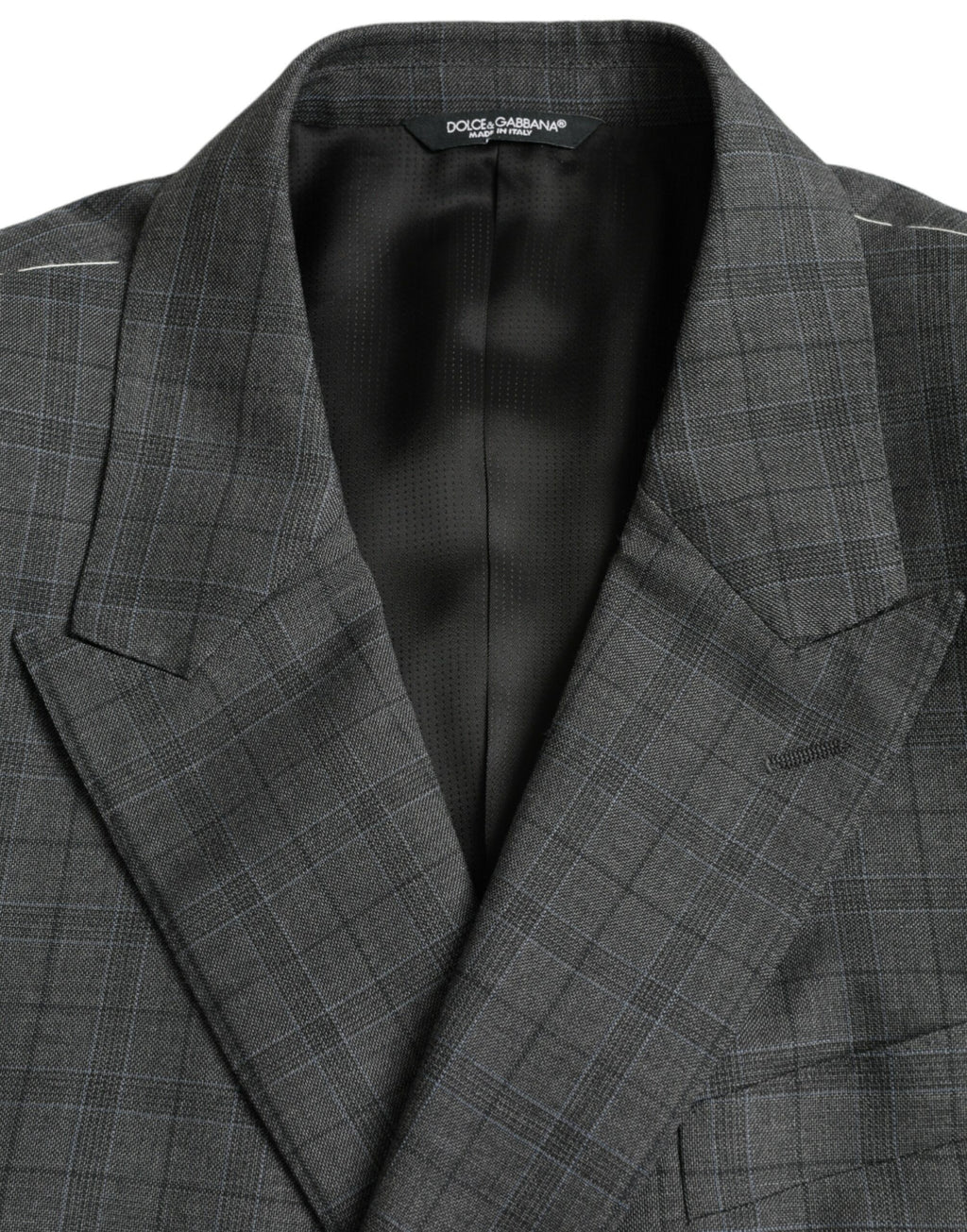 Costume formel en laine gris à carreaux Dolce & Gabbana, ensemble 2 pièces élégant pour occasions spéciales.