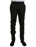 Pantalon formel slim en laine marron foncé de Dolce & Gabbana, adapté pour occasions élégantes.