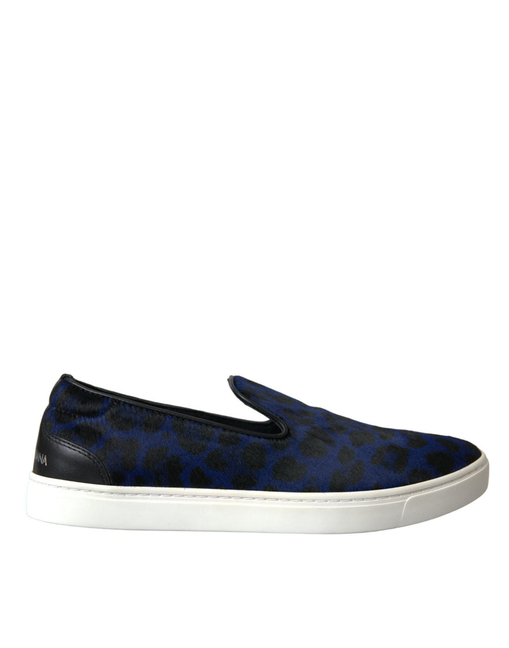 Chaussures sneakers Dolce & Gabbana en cuir de veau bleu avec motif léopard en poils, pour un look tendance et sophistiqué.