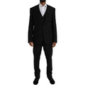 Costume trois pièces noir en polyester Dolce & Gabbana pour homme, veste, pantalon et gilet, style formel élégant.
