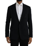 Manteau blazer noir en laine Dolce & Gabbana à un bouton, coupe simple et élégante, porté sur un mannequin.