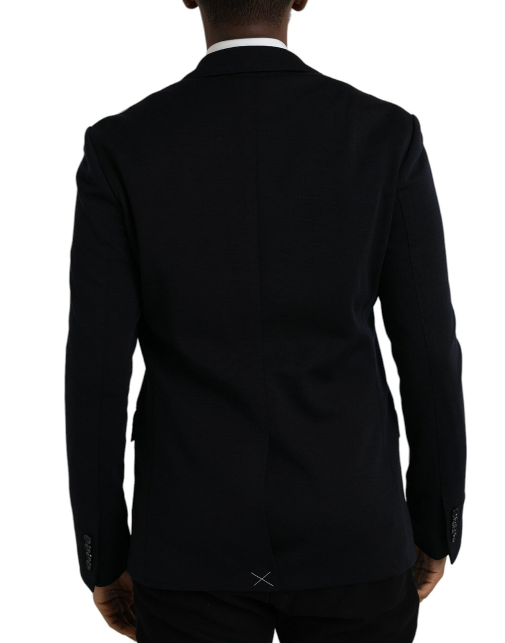 Manteau blazer noir en laine à boutonnière simple de Dolce & Gabbana, porté sur un mannequin.