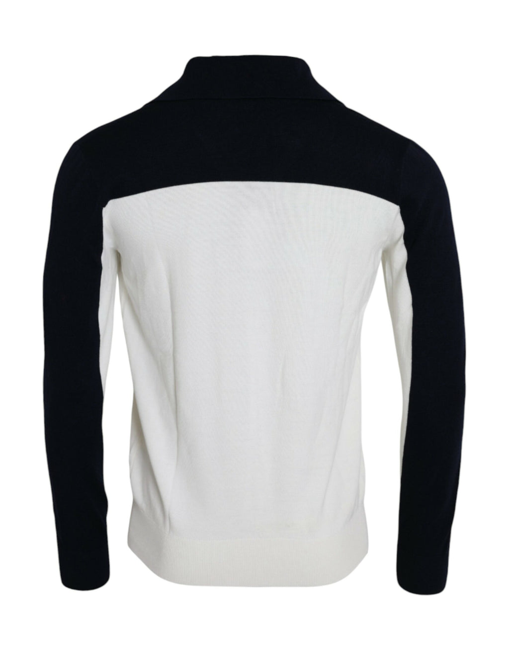 Pull-over Henley Dolce & Gabbana Sicilia blanc et noir, pull en maille avec col boutonné, style élégant et décontracté.