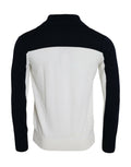 Pull-over Henley Dolce & Gabbana Sicilia blanc et noir, pull en maille avec col boutonné, style élégant et décontracté.