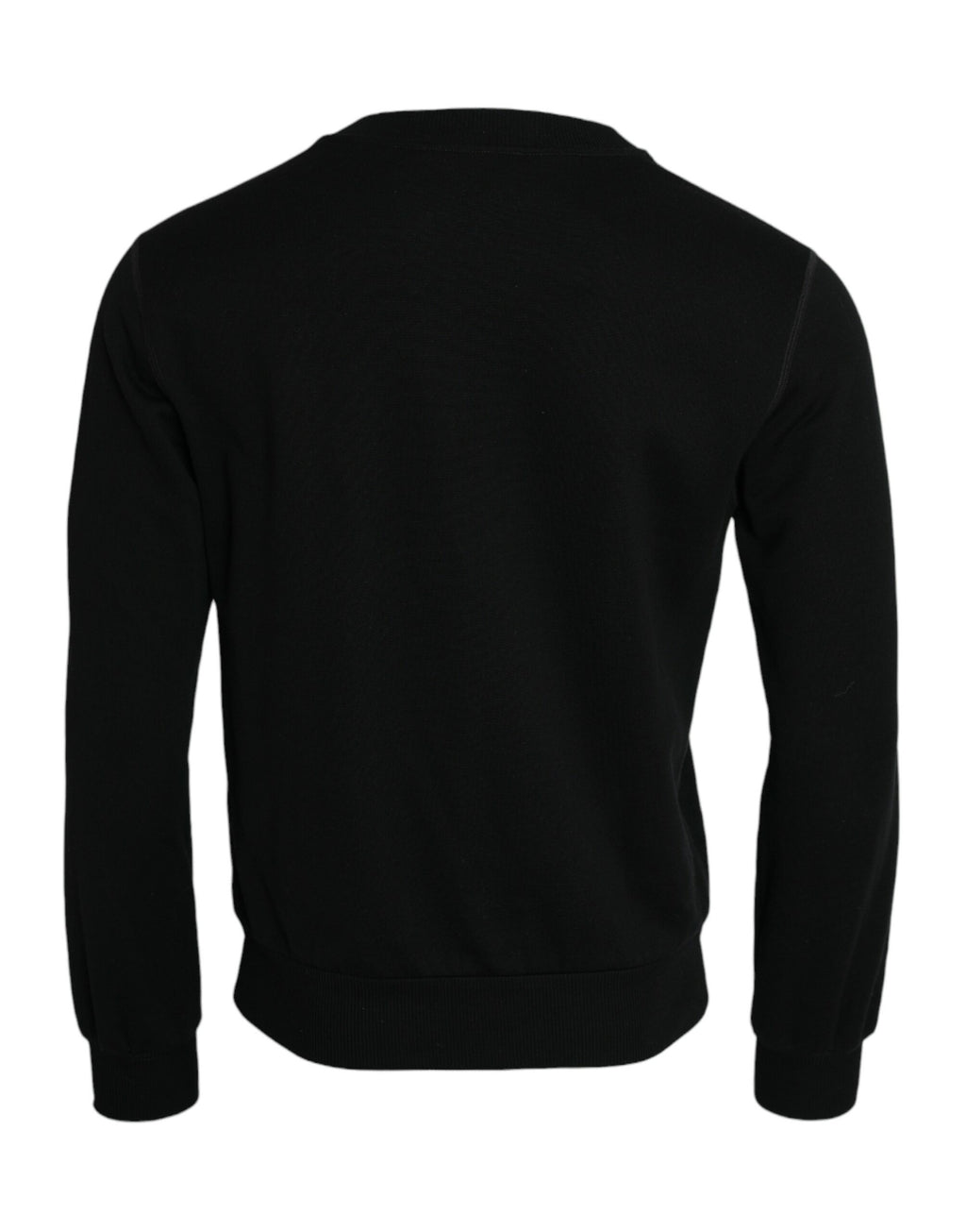 Sweat-shirt Dolce & Gabbana en coton noir à manches longues, vue de face, détails du tissu et coupe décontractée.