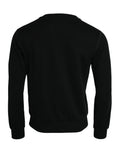 Sweat-shirt Dolce & Gabbana en coton noir à manches longues, vue de face, détails du tissu et coupe décontractée.