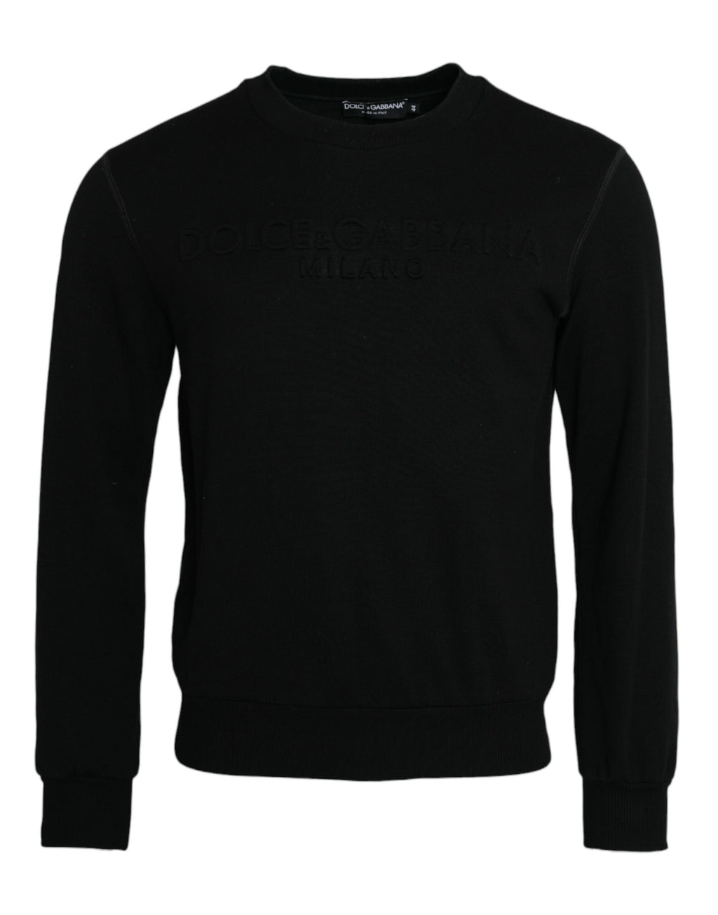 Sweat-shirt noir en coton à manches longues de Dolce & Gabbana, avec logo discret sur la poitrine.