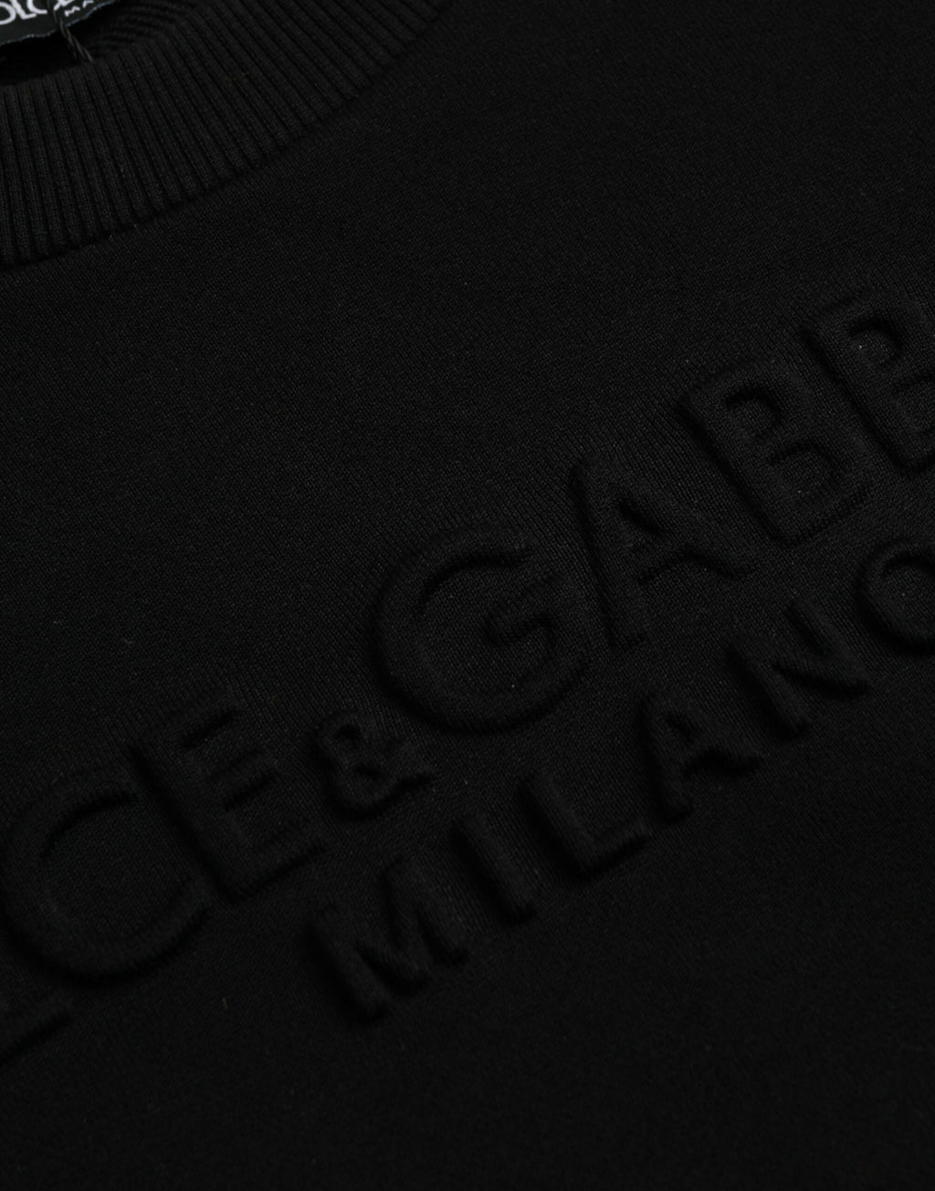 Sweatshirt noir en coton à manches longues de Dolce & Gabbana, pull décontracté avec logo élégant.
