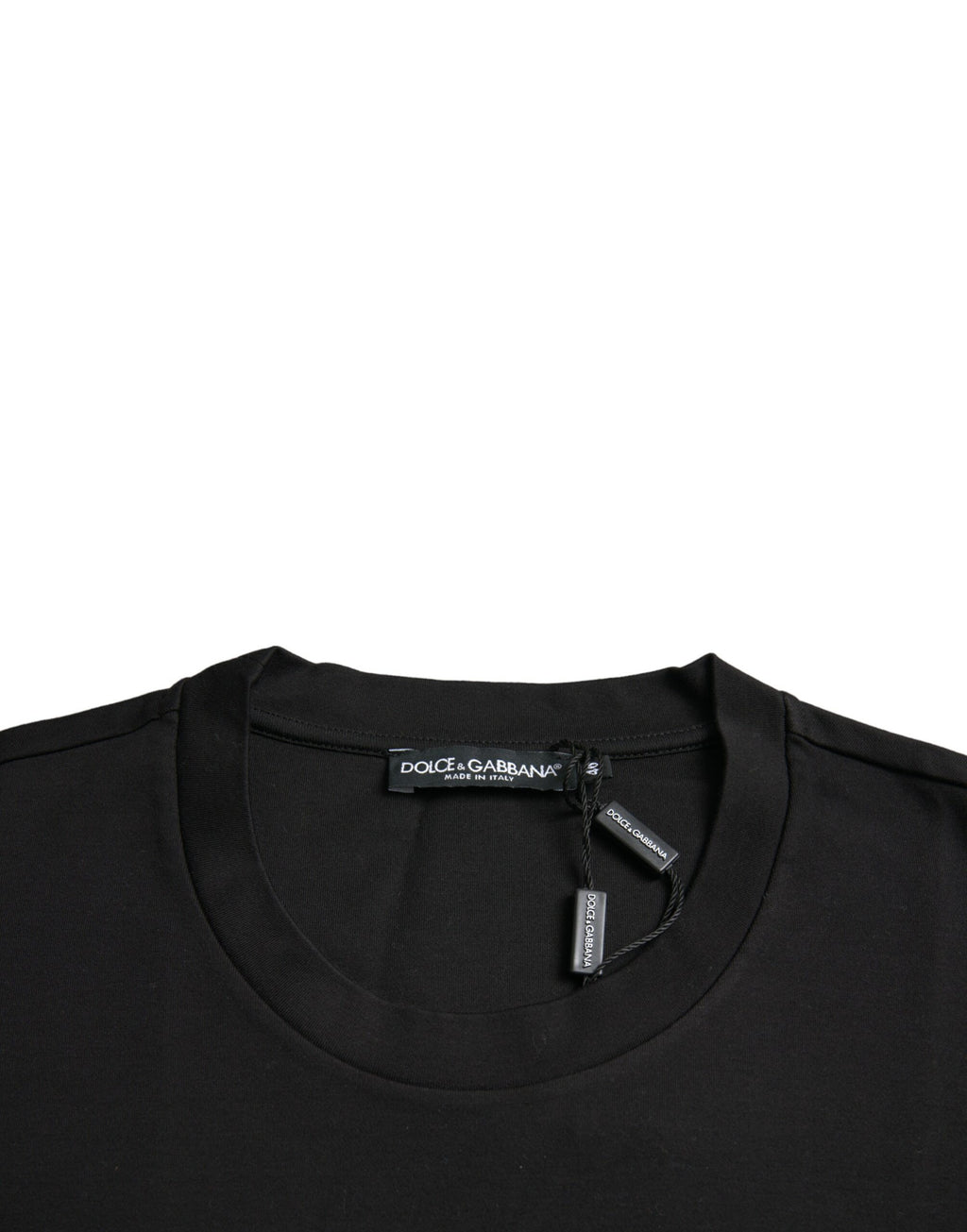 T-shirt noir Dolce & Gabbana avec le logo "With Love Always" sur le devant, col rond, style décontracté.