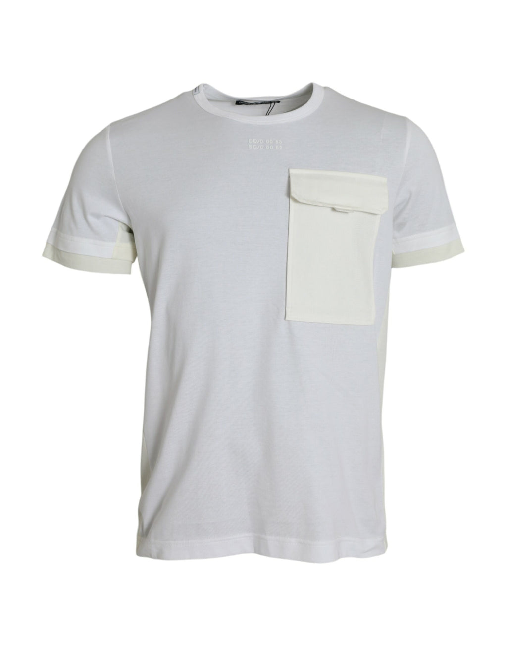 T-shirt blanc en coton Dolce & Gabbana à manches courtes avec poche visible sur le devant.