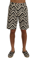 Shorts en coton et lin à rayures blanches et noires de Dolce & Gabbana, style décontracté et élégant.