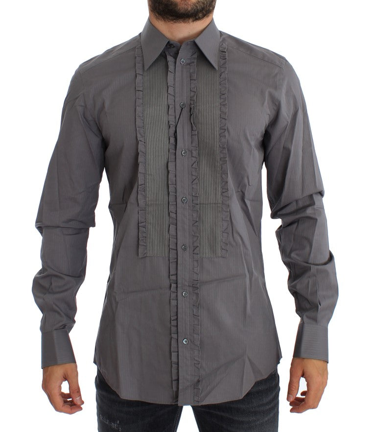 Chemise Slim Fit Dolce & Gabbana Torero violette avec détails dorés, en coton élégant pour homme.