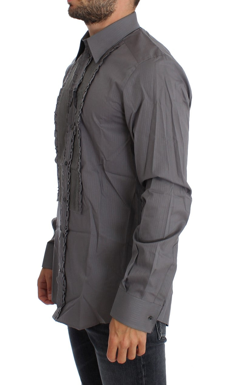 Chemise Dolce & Gabbana Torero violette à manches longues, coupe slim fit, détails dorés et élégants.