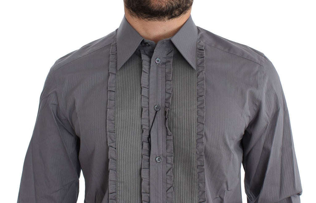 Chemise slim fit Dolce & Gabbana Torero violette avec détails dorés, style élégant et moderne pour homme.