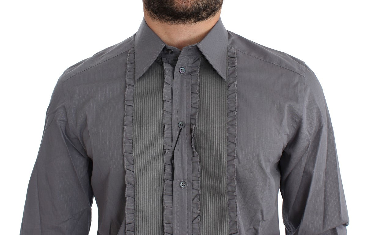 Chemise slim fit Dolce & Gabbana Torero violette avec détails dorés, style élégant et moderne pour homme.