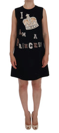 Dolce & Gabbana Schwarzes I AM A PRINCESS Kristall Shiftkleid