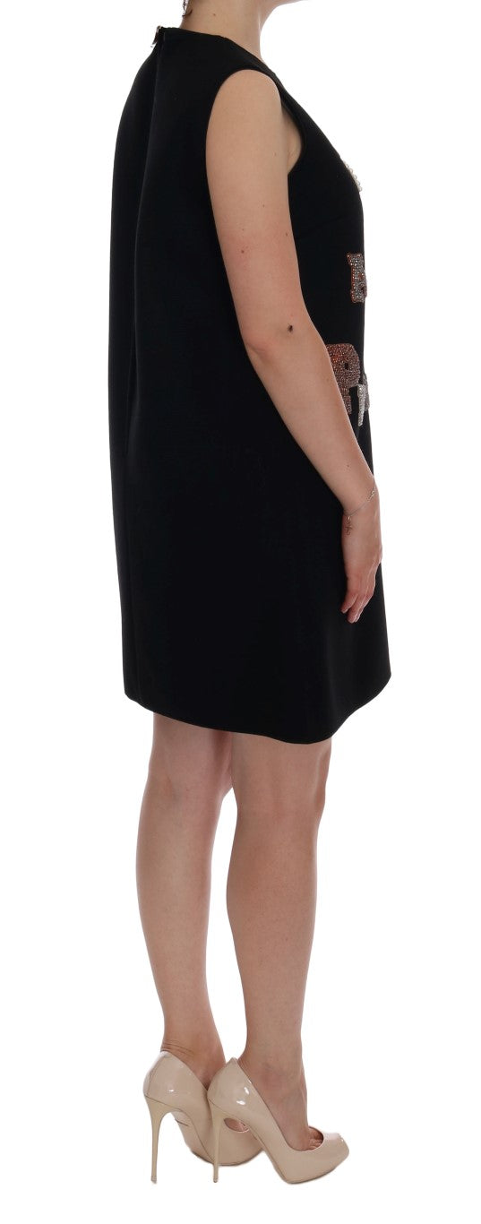 Dolce & Gabbana Schwarzes I AM A PRINCESS Kristall Shiftkleid