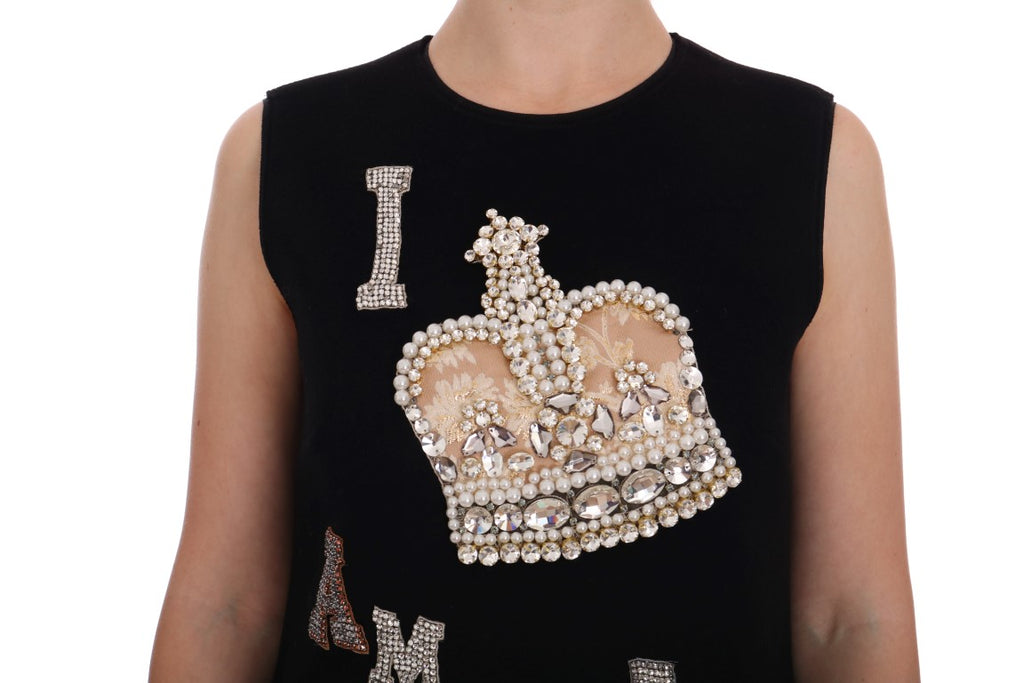 Dolce & Gabbana Schwarzes I AM A PRINCESS Kristall Shiftkleid