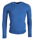 Pull à manches longues en laine bleue de Dsquared², col ras du cou, style décontracté et confortable.
