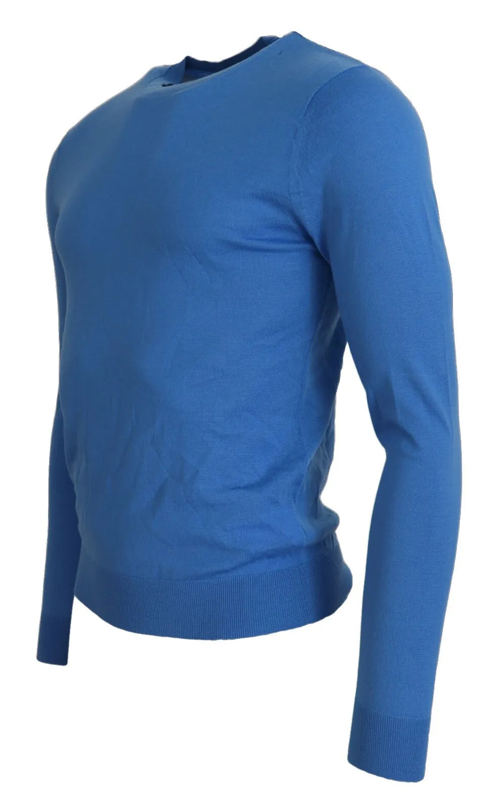 Pull en laine bleue à manches longues de Dsquared², col rond, pull-over élégant pour homme.