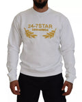 Sweat-shirt blanc à col rond et broderies de la marque Dsquared², en coton, avec design décontracté et détails élégants.