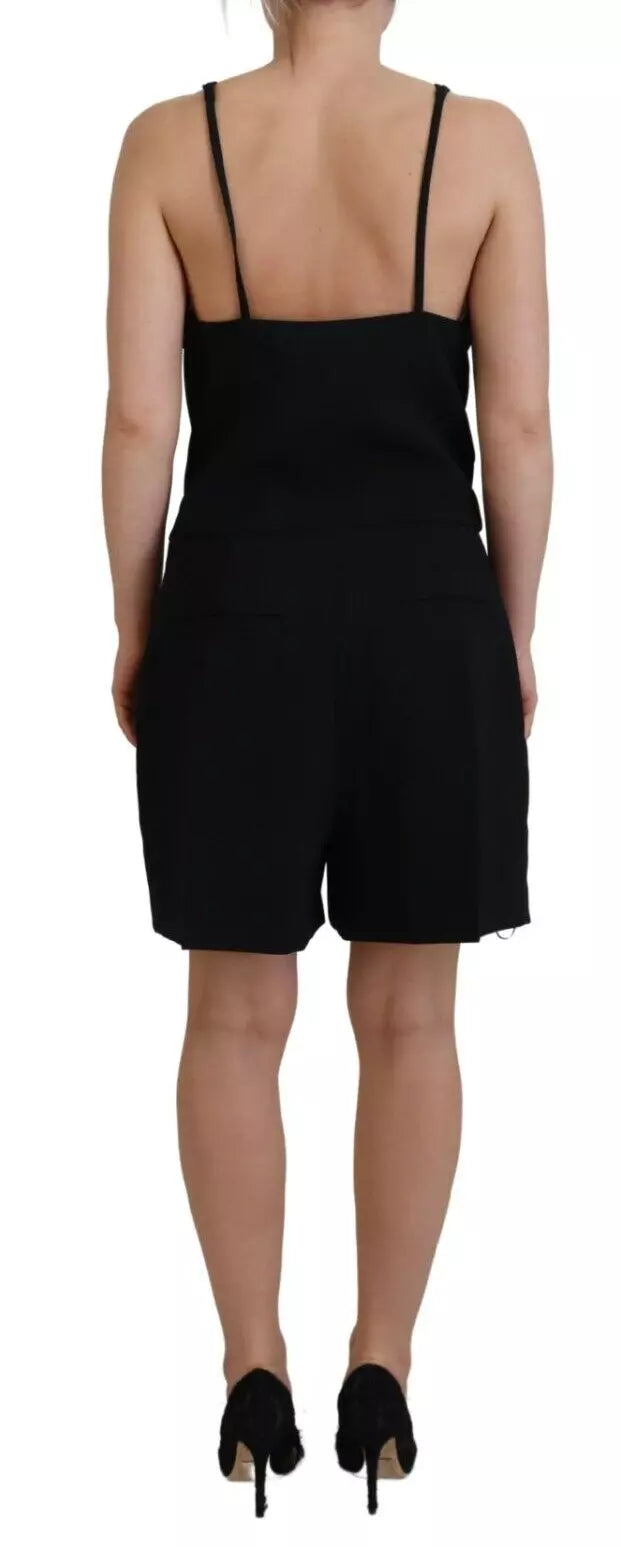 Combinaison sans manches noire Dsquared² avec embellissements, encolure en V et design élégant pour femme.