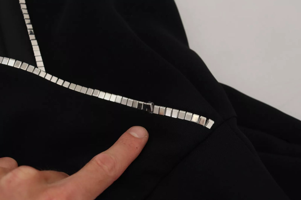 Combinaison sans manches noire Dsquared² avec décolleté en V et détails ornés, élégante et tendance.