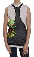 Chemise sans manches en coton noir et blanc de Dsquared² avec col rond, vue de face.
