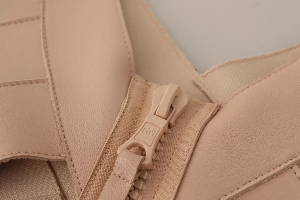 Robe mini beige en cuir avec épaules ouvertes de Dsquared², style élégant et moderne pour femme.
