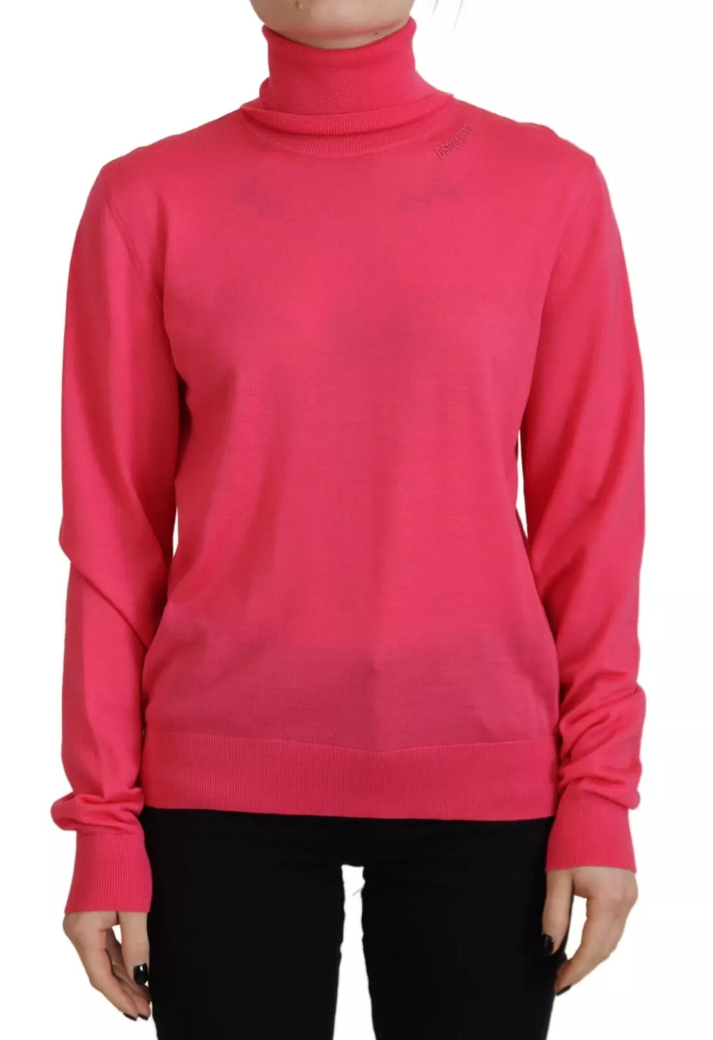 Pull ras de cou à manches longues rose Dsquared², sweat-shirt casual en maille solide, style confortable et tendance.