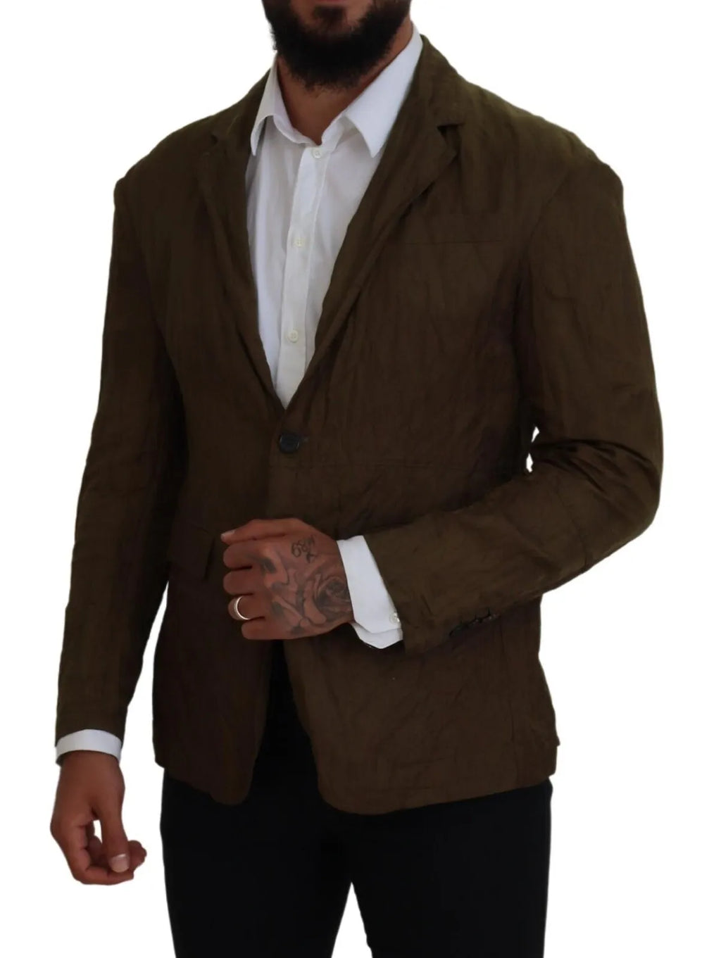 Veste blazer pour homme Dsquared² verte à simple boutonnage, doublure en tissu et coupe élégante, vue de face.