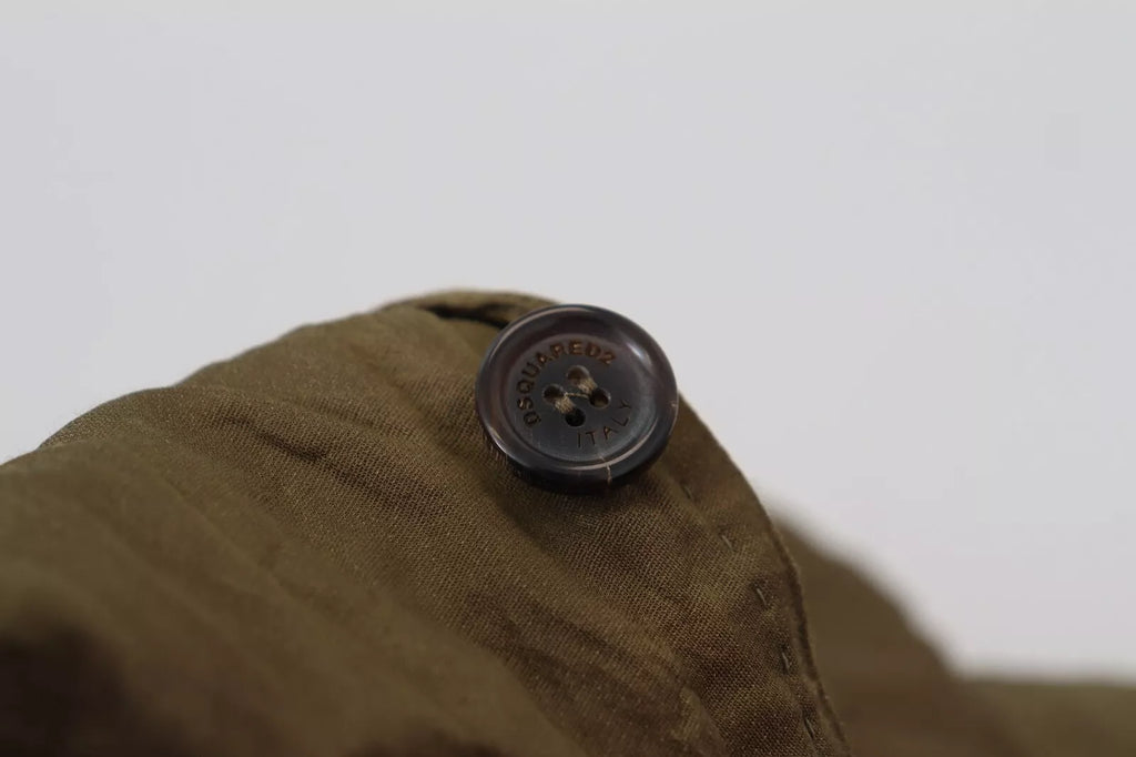 Veste blazer pour homme Dsquared² vert, à un bouton, en tissu léger, avec col classique et poches latérales visibles.