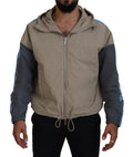 Veste à capuche zippée complète gris brun avec manches longues, marque Dsquared², vue de face.