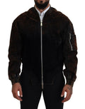Veste bomber en coton marron Dsquared² avec fermeture éclair, poches et manches à rayures, style décontracté et tendance.