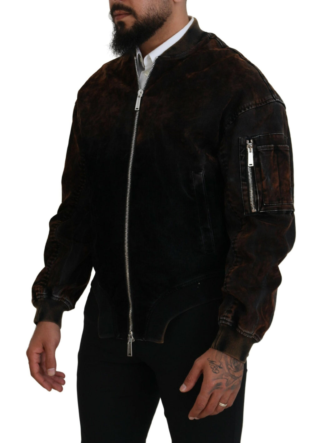 Veste bomber en coton marron Dsquared² avec fermeture éclair, poches et manches longues, style décontracté et tendance.