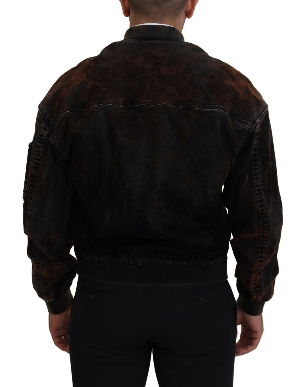 Veste bomber en coton marron Dsquared² avec fermeture éclair, poches zippées et manches en tissu.