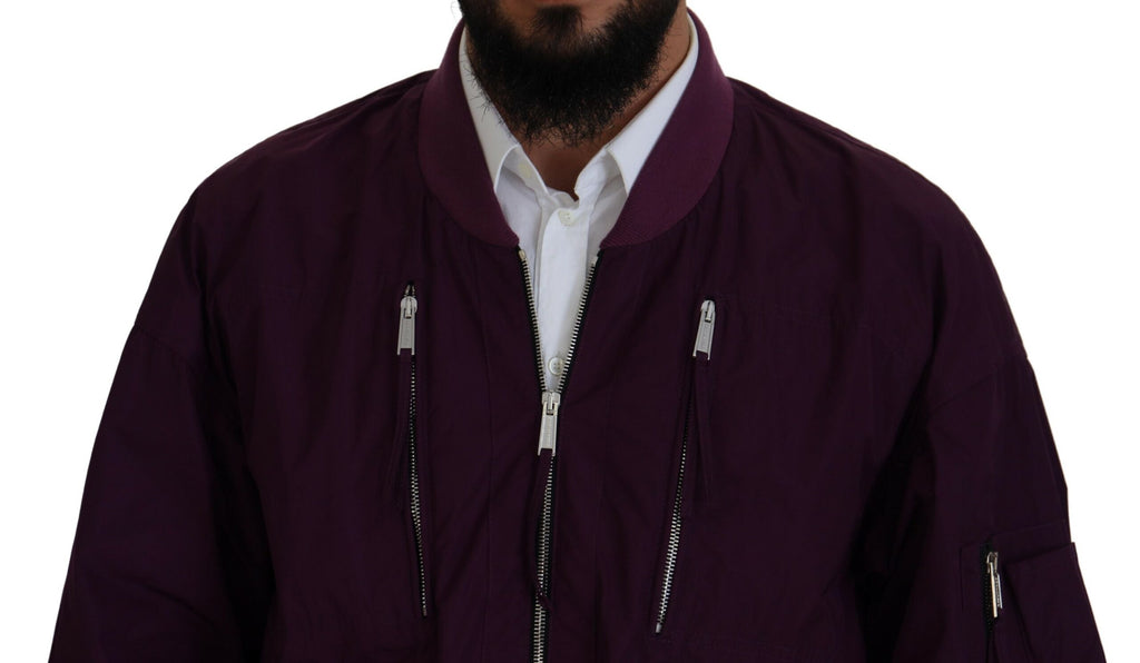 Veste bomber en polyester violet de Dsquared² avec fermeture éclair complète, design moderne et style tendance.