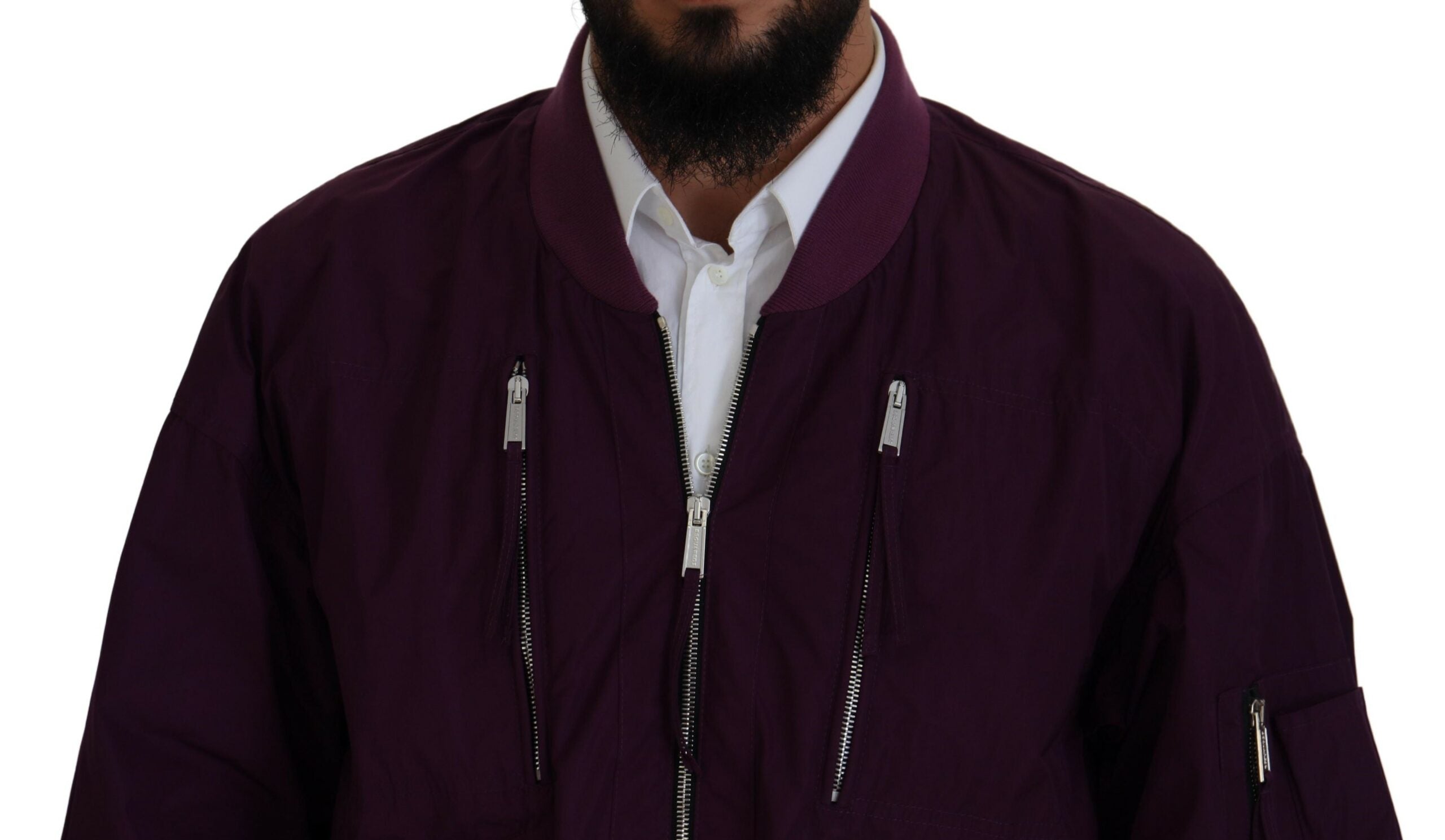 Veste bomber en polyester violet de Dsquared² avec fermeture éclair complète, design moderne et style tendance.